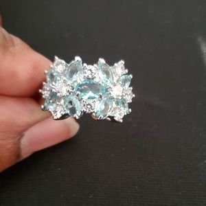 FREE Beautiful 925 Sterling Silver Sapphire & White Topaz Gemstones Ring